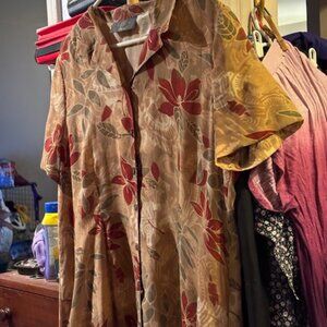 Floral brown red dress